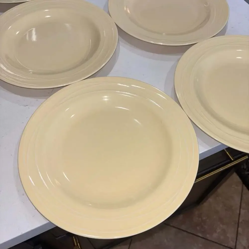 Pottery Barn Spiral Yellow 11” Dinner Plates Set of 6